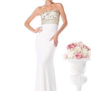 Sequined Strapless Sheath Prom Dress CD488